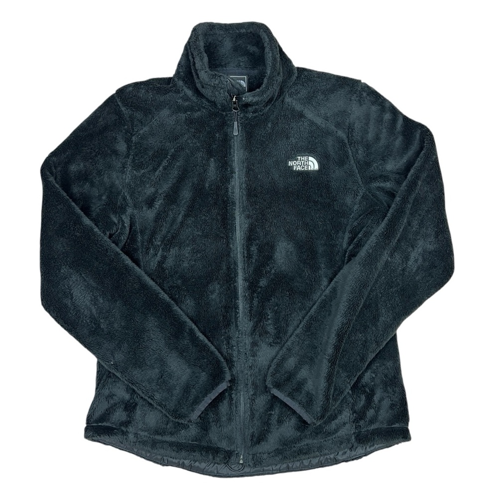 The North Face Sweater Womens Medium Black Full Zip‎ Fuzzy Adjustable Waist - Picture 2 of 14